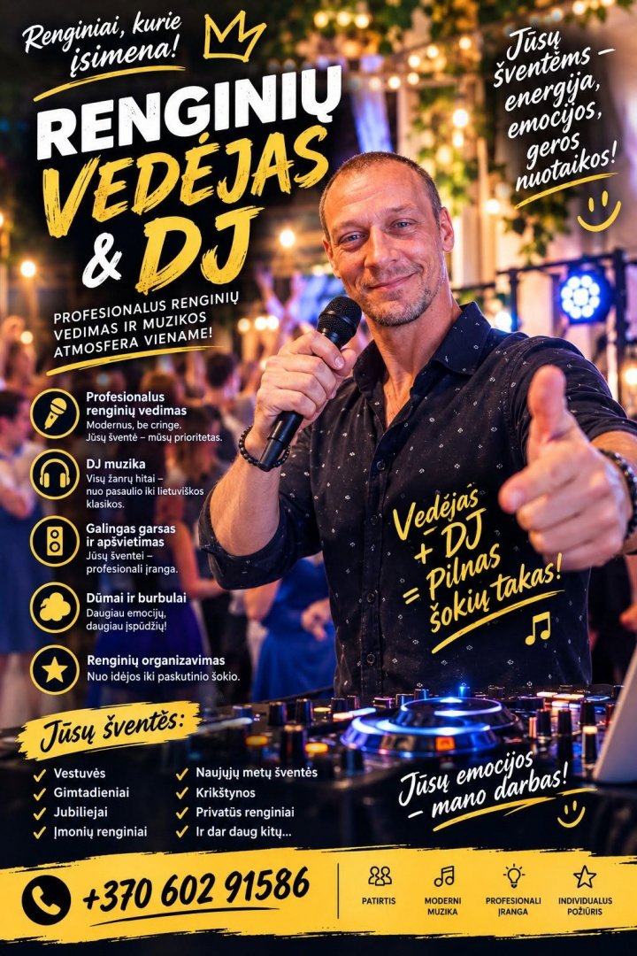 Švenčių, renginių organizavimas Viktorija renginių organizavimas/ Renginių vedėjas Domas ir DJ 